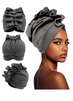 Buy Stretch Turban Hats for Women, Soft Pre-Tied Bonnet with Double Layered Ruffles, Comfortable Headwraps, Ideal for Hair Care in Saudi Arabia