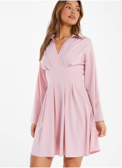 اشتري Tiered Hem Flute Sleeve Dress في الامارات