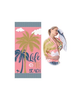 اشتري Oversized Microfiber Beach Towel Set, Quick Dry and Sand Free, Cute Palm Tree Design, 30×60 Inch, Soft Beach Towels for Kids, Women, Men, Pool, Swim, Beach Essentials في السعودية