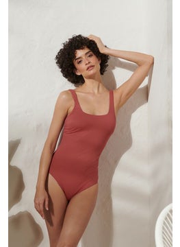 اشتري Women Textured One Piece Swimwear, Brown في الامارات