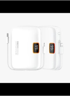 اشتري Recci P33 White 10000mAh 22.5W + PD 20W Mini Power Bank (Built-in Type-C + Lightning Cable) في مصر