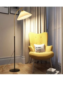 Buy Modern Floor Lamp Standing Lamp with Pleated Lampshade, Over Couch Tall Reading Light, LED Floor Lamp for Bedroom, Living Room, Office in Saudi Arabia
