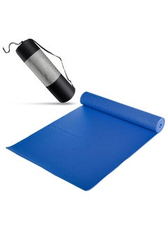 اشتري PVC Yoga Exercise Mat With Carrying Bag 6MM Thick x173cm Lx61cm W, Blue في مصر