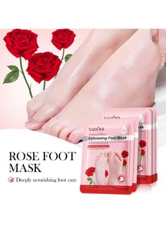 اشتري Pack of 5 Damask Rose Exfoliating Foot Mask Multi-Whitening Essence Energy, Intensive Nourishment And Care Of Foot, Anti-cracking, Hydrating And Repairing في الامارات