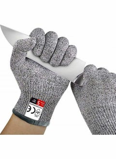 Buy Grey Cut Resistant Gloves for Food Preparation and Crafts Level 5 Knife Protection Suitable for Both Hands 2 Pairs (M+L) in Saudi Arabia