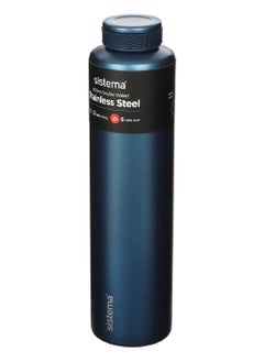 Buy Sistema 600ML Chic Stainless-Steel Bottle, designed with double walled insulation and 100% Leak Proof to keep drinks Hot & Cool, BPA Free. Blue. in UAE