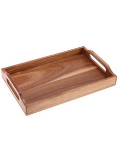 Buy Rectangular Wooden Tray with Handles 40 x 28 x 4 cm in UAE