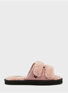 Buy Shearling Velcro Strap Slides in UAE