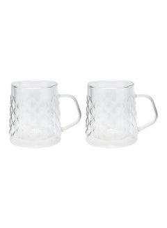Buy 2-Piece Double Wall Glass Cups 300 Milliliter Clear in Saudi Arabia