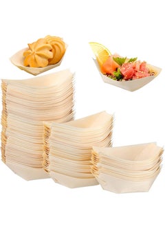 اشتري Bamboo Wooden Boat Plates Set - 50 Mini Sushi Boat Serving Trays for Catering & Home Use - Eco-Friendly Bamboo Leaf Food Containers - Ideal for Sushi & More - 3.3x2.3 inches في الامارات