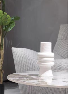 Buy 1-Piece Decorative Ceramic Vase White 8x5.5x19 Centimeter in UAE