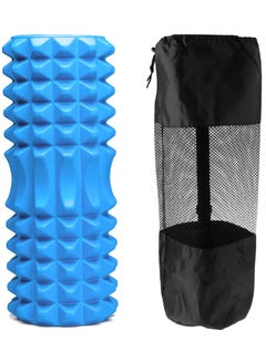 Buy Yoga Foam Roller Moon for Deep Tissue Massage Muscle with Carry Bag, Light Blue in Egypt