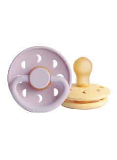 Buy Pack Of 2 Moon Phase Latex Baby Pacifier 0-6M, Pale Daffodil/Soft Lilac - Size 1 in Saudi Arabia