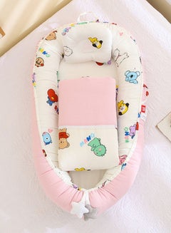 Buy Portable foldable Baby crib with comforter and pillow - Pink in Saudi Arabia