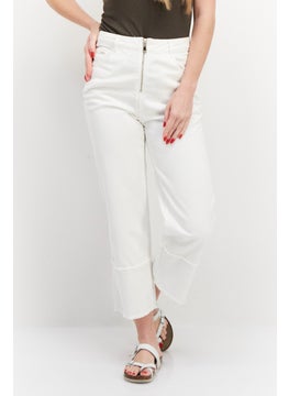 اشتري Women Straight Fit Denim Jeans, White في الامارات