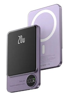 اشتري DOLTRI - Newest Portable 20W Charger 10000mAh Mini Power Bank, Magnetic Wireless Fast Charging Aluminum alloy Power Banks with LED Display Q9 (Purple) في الامارات
