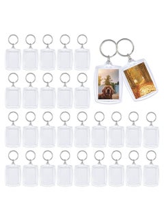 اشتري 30 PCS Acrylic Photo Frame Keyrings Clear Picture Keychains Acrylic Photo Snap-in Key Chain for Artwork Gifts &Craft(1.57 × 2.17 inch) في الامارات