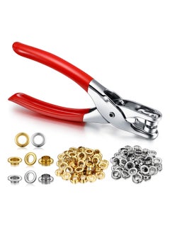 Buy Grommet Eyelet Plier Set, Eyelet Hole Punch Pliers Kit with 300 Metal Eyelets, Tool Kit for Leather Clothes Belt (Gold, Silver,1/4 Inch) in Saudi Arabia