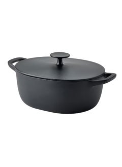 Buy Casserole with Lid Enamelled Cast Iron Matt Black 5 L in Saudi Arabia