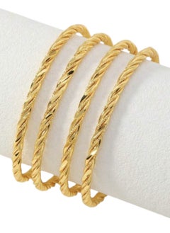 Buy Large Set of 4 Copper Twisted Rope Cuff Bracelets, 24K Gold Plated, Luxury and Fashionable - Perfect Wedding, Birthday, Mother's Day Gift for Girlfriends and Moms in Saudi Arabia