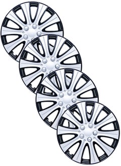 Buy Pack of 4 EM-3140 Taiwan Wheel Cover | 15" Inch | Black Silver Universal Nested Style in UAE