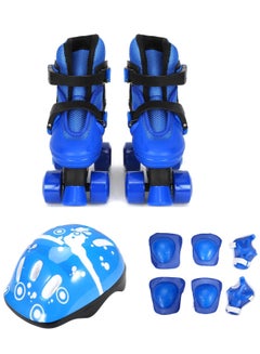 Buy Kids Perfect Inline Blue Roller Skates with Helmets and Pads Skates Roller Skate Shoe Set in UAE