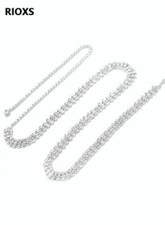 Buy Chain Belt for Women Crystal Bikini 3 Rows Rhinestone Waist Chain Body Chain in UAE