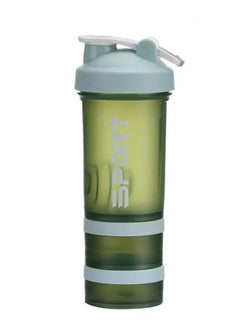 اشتري Protein Shaker Bottle Portable Supplement Mixer Cup with Powder Storage for Running Cycling Fitness في الامارات