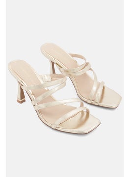 Buy Women Slip On Square Toe Sandals, Gold in UAE