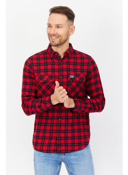 اشتري Men Regular Fit Plaid Long Sleeves Casual Shirt, Red Combo في الامارات