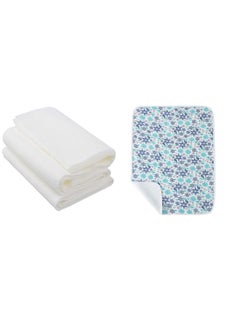 Buy Combo Pack Reusable Changing Mat With Disposable Towel Pack Of 3 Printed Flower Blue in UAE