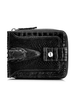 Buy Men's Genuine Leather Crocodile Pattern First Layer Cowhide Zipper Wallet Horizontal Multi-card Thickened Album Anti-theft Brush Wallet in Saudi Arabia