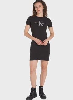 Buy Crew Neck Logo Dress in UAE