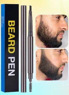 Buy Beard Filler Pen Dual Ended Men's Waterproof and Sweatproof Beard Filler Pen Kit Professional Beard Shaping Pencil and Brush Kit for Beard Moustache and Eyebrow Beard Pencil Black in UAE