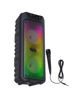 Buy LED wireless portable outdoor speaker dual 6.5 inch with wired microphone fm radio, usb tf card, music player in Saudi Arabia