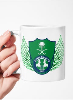 Buy A cup printed with the Al-Ahly Saudi Club logo. A ceramic mug for tea and coffee with a multi-colored handle 11Oz in Saudi Arabia