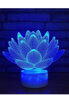 اشتري Kids Touch USB Creative 3D Visual Gradient Lotus Flower Lamp LED Table Lamp Baby Sleep Lighting Gift Home Decoration Multicolor Night Light في الامارات