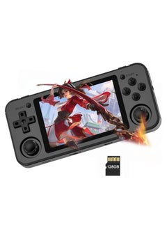 اشتري RG351P Handheld Game Console, Opening Linux Tony System Built-in 128G TF Card 5000 Classic Games 3.5-inch IPS Screen Retro Game Console (Black) في الامارات