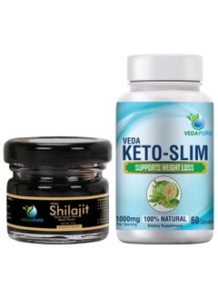 Buy Vedapure Shilajit Resin 25 Gram and Keto Slim 60 Capsule Combo Pack in UAE