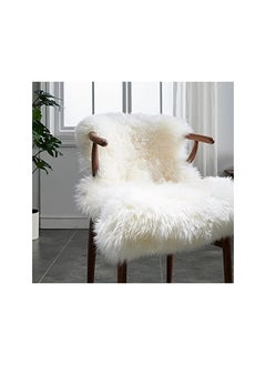 اشتري HUAHOO Premium Genuine Sheepskin Rug Real Australia Sheepskin Natural Luxury Fluffy Lambskin Fur Area Rug Seat Covers for Kids Bedroom Sofa Chair Cover Pets Dogs Mat Single Pelt/2'x 3' White/Ivory في الامارات