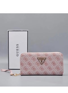 اشتري GUESS Women Brand Logo Printed Zip Around Wallet Pink في الامارات