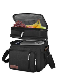 اشتري Lunch Bag & Lunch Box for Men Women Double Deck - Leakproof Insulated Soft Large Adult Lunch Cooler Bag for Work (Black,15L) في الامارات