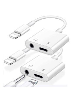 Buy 2 pack Headphones Jack Adapter for iPhone, 2 in 1 Charger, Aux Audio Splitter Dongle Adapter for iPhone, for iPad, for iPod, Support All iOS System in UAE