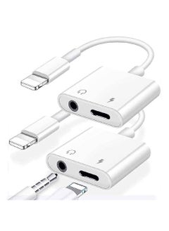 Buy 2 pack Headphones Jack Adapter for iPhone, 2 in 1 Charger, Aux Audio Splitter Dongle Adapter for iPhone, for iPad, for iPod, Support All iOS System in UAE