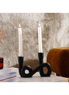 اشتري Thyme Resin Two Taper Candle Holder 21X5X15Cm - Black في الامارات