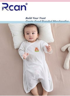 اشتري Cotton Baby Onesie Cartoon Breathable Loose Newborn Onesie Machine Washable Soft Skin Friendly Sweat Absorbent Lightweight Slant Open Buckle Suitable for Baby Unisex في السعودية