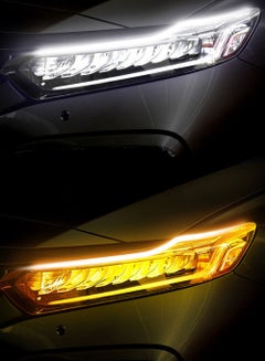 اشتري 2pcs LED DRL Car Daytime Running Light Flexible Waterproof Strip Auto Headlights White Turn Signal Yellow Brake Flow Lights 12V في السعودية