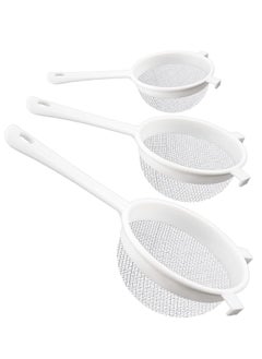 اشتري Set of 3 Nylon Mesh Strainers with Handles for Kitchen Baking 3 5 7 Inch Sizes Fine Mesh Design في الامارات