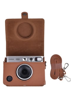 Buy Case for Fuji Mini EVO ,Camera Compatible Camera with Adjustable Shoulder Strap in Brown Lychee Texture Horizontal Style in UAE