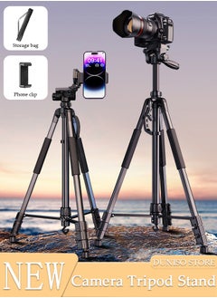 اشتري 170cm Phone Tripod Stand, Selfie Stick Tripod Extendable for Phone, Camera and Phone Holder, Aluminum Tripod Stand for Video Recording Selfies Live Stream في الامارات